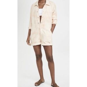 NWT AMO Luna Short Jumpsuit XS Sherbet Tie Dye Premium Denim Romper MSRP $375